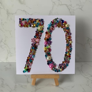 Fait main | 70e anniversaire de mariage | 70e anniversaire | 70ème heureuse carte | Toute carte d'âge | Personnalisé | 70e gemmes