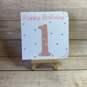 Feito à mão | Idade 1 | Coração | Cartão | 1º Aniversário | Bonito | algum cartão de idade | Personalizado | Embelezado | Bonito | 1 ano | Primeiro aniversário