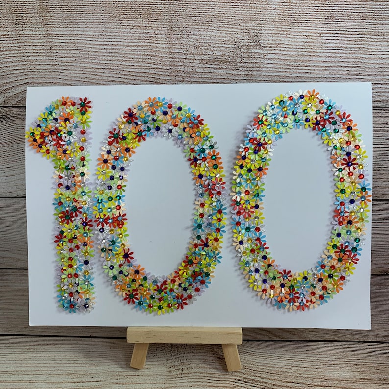 Handmade 100th Birthday Card: Floral, Colourful, Personalised, Flowers ...