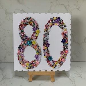 Handarbeit | Alter 80er Geburtstagskarte | 80er Geburtstagskarte | 80er Jahre Karte | Jedes Alter Karte | Personalisiert | 80er Jahre Gemmen