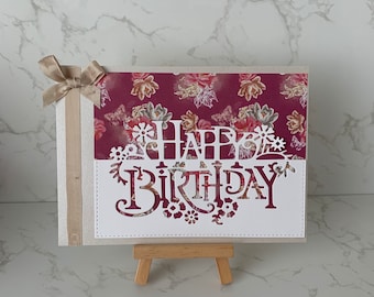 Handmade | Birthday | Card | Filigree | Flowers | Happy Birthday | Colourful | Female | Floral | Pretty | Ribbons