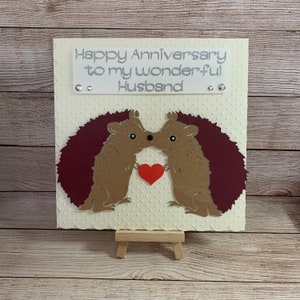 Feito à mão | cartão de aniversário | Cartão do marido do aniversário | Personalizado | Ouriços | Aniversário do Marido | Coração de aniversário | Amor