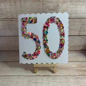Fatto a mano / Età 50° compleanno biglietto / Biglietto 50° compleanno / Buon 50° compleanno biglietto / Qualsiasi età biglietto / Personalizzato / 50° gemme