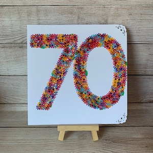 Fatto a mano / Età 70 / Floreale / Biglietto / 70° compleanno / Buon 70° / Biglietto per qualsiasi età / Personalizzato / Abbellito / Grazioso / Fiori / Filigrana