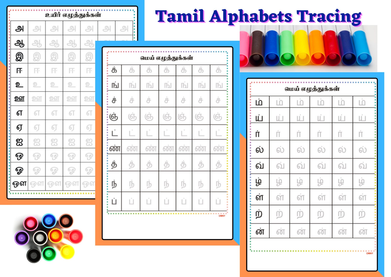 Tamil Alphabets Worksheets for Kids Tamil Vowels and Consonants Uyir