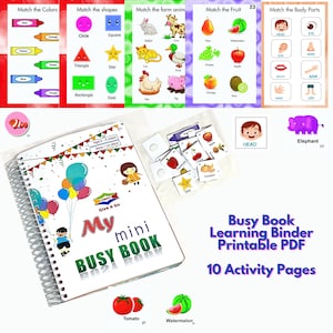 My Mini Busy Book for Kids Preschool Binder, Busy Book Printable, Learning Activities for kid, Toddler Busy Binder, Toddler Learning Folder