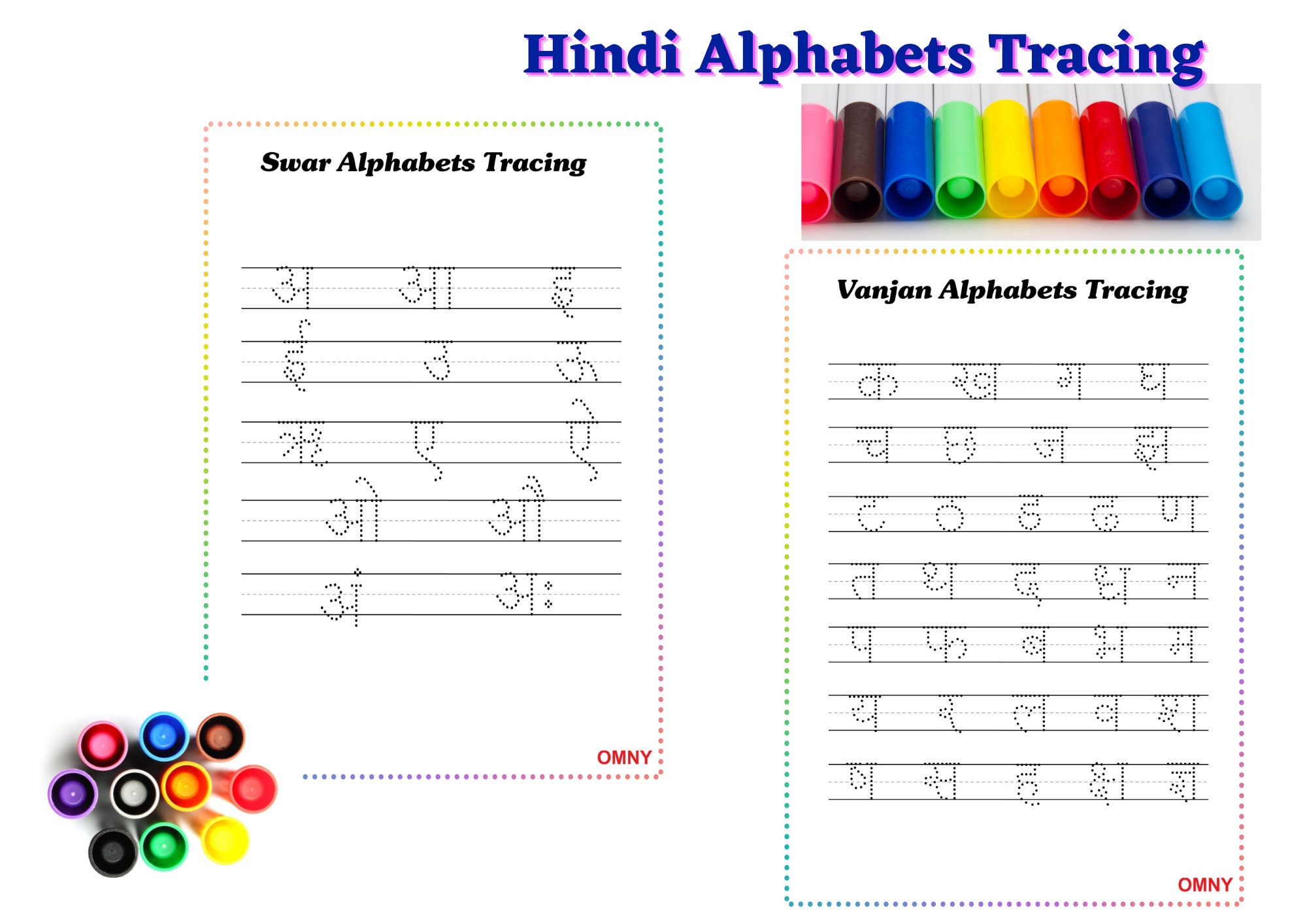 hindi alphabet tracing worksheetsswar and vyanjan with etsy
