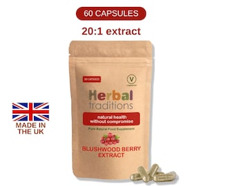 Blushwood Berry EBC46 - Estratto 20:1 x 60 capsule di Herbal Traditions - Prodotto nel Regno Unito - Adatto ai vegani