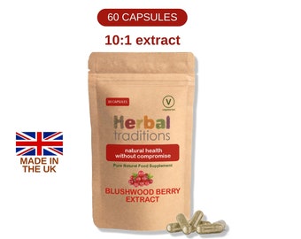 Blushwood Berry E BC46 - 10: 1 Extrakt x 60 Kapseln von Herbal Traditions - Hergestellt in Großbritannien - Für Veganer geeignet