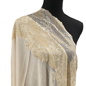 Pashmina Shawl With Chantilly Lace,Valentine&#39;s Day Gift, Gifts for her