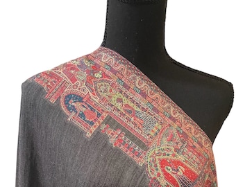 Stor ren pashmina kani-sjal, bröllopsjal, julklappar, brudgåva