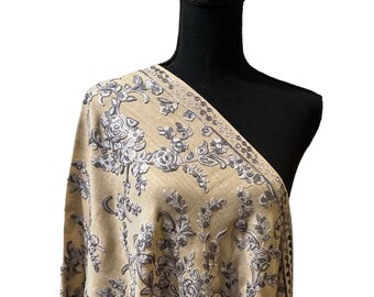 Pashmina Kashmiri Aari Embroidery Scarf, Embroidered
