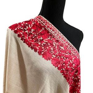 Aari Embroidery  on Pashmina Shawl, Kashmiri Shawl, Cashmere Shawl, Pashmina,Bolero, Scarf,,Mother&#39;s Day Gift