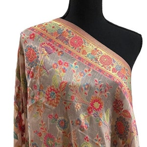 Kani Silk Shawl/Dupatta,Wedding Wrap, Scarf, Pashmina   Shawl , Pashmina Stole,Mother&#39;s Day Gift