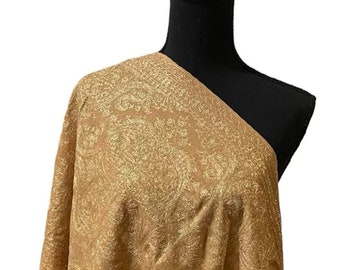 Pashmina Shawl with Gold Tilla Work  ( Gold Thread Embroidered work )