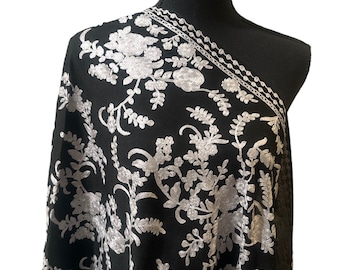 Pashmina Kashmiri Aari Embroidery Scarf, Embroidered Kashmiri Shawl, , Winter Wrap, Mother&#39;s Day Gift
