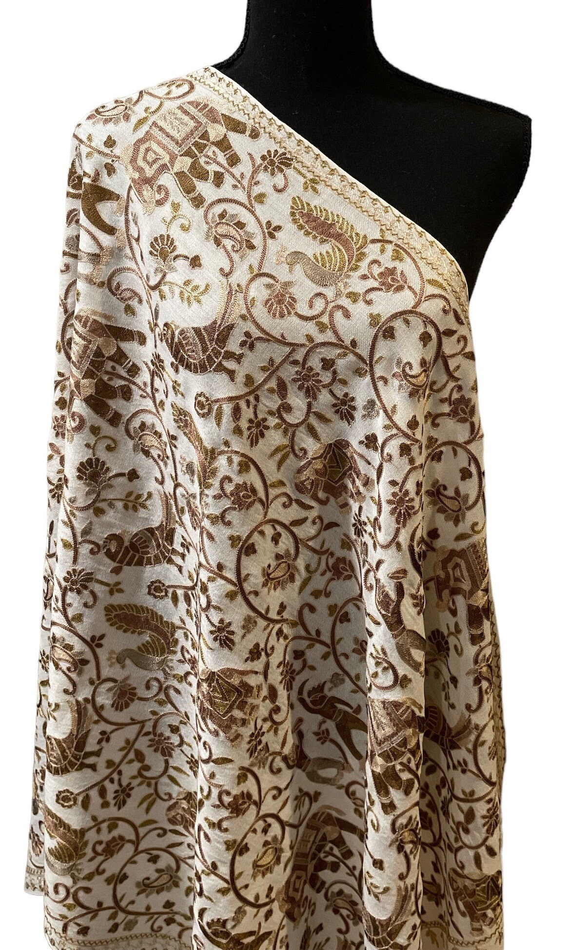 Pashmina Needlework silk embroidered work,, Bridal shower, Gifts for her,Mother's Day Gift