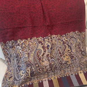 Kani Woven Pashmina  Scarf , Pashmina Scarf, Wedding Wrap, Burgundy Color .