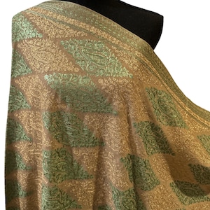 Full Sized Pashmina Shawl: Gold Work Wedding Wrap