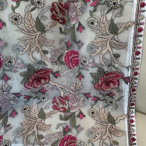 Organza Shawl,Embroidered Shawl,Wedding Wrap, Bridal gift Idea,kashmir Scarf,Mother&#39;s Day Gift