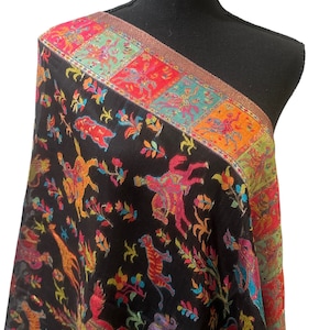 Mughal Kani Silk Duppatta/ Wrap,Wedding Wrap, Mother&#39;s Day Gift