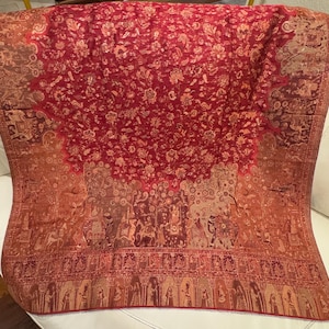 Mughal design Kani Silk,New Arrival,Green Kani Silk Shawl/Dupatta,Wedding Wrap, Scarf, Pashmina Shawl