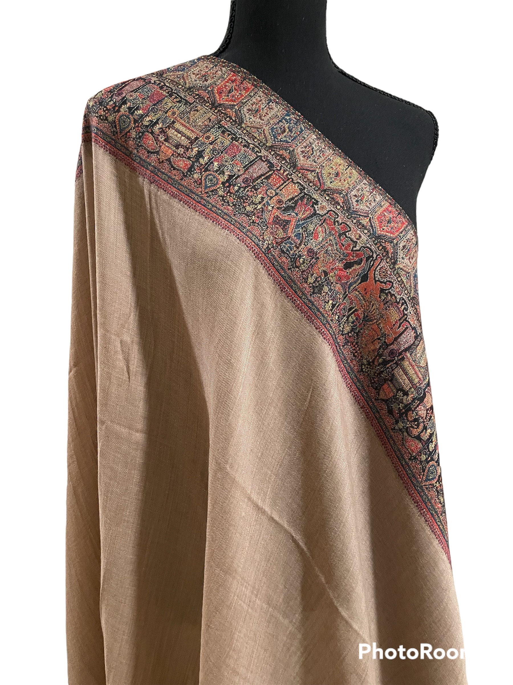 Pashmina Shawl With Kani Moghul Border Kashmiri Shawl mother s