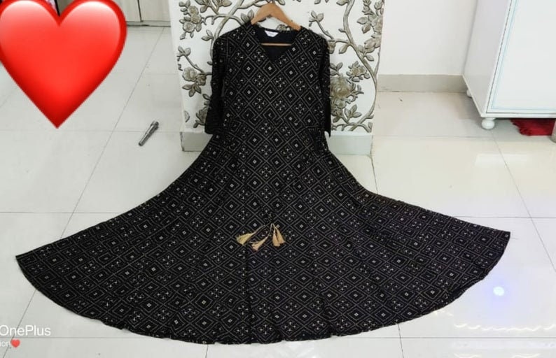 Black Readymade Stitched Indian Gown Kurti Stitched Mehendi | Etsy
