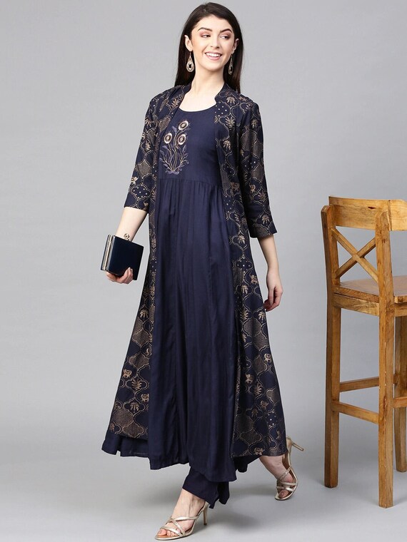 Blue Printed Kurta With Salwar main image 0