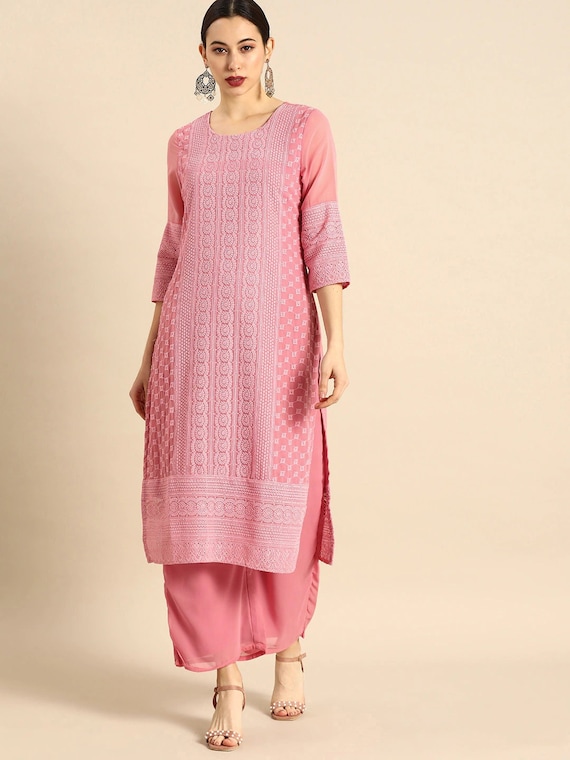 XS UPTO 4XL Size Women Embroidered Kurta With Palazzos Women - Etsy