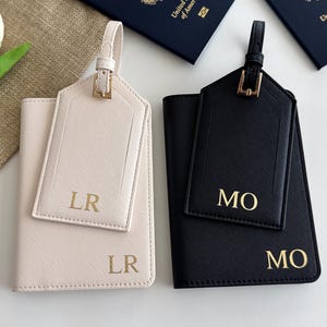 Personalized Passport Cover & Luggage Tag  Saffiano PU Leather Travel Gift