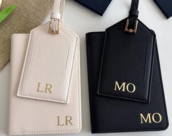 Personalized Passport Cover & Luggage Tag  Saffiano PU Leather Travel Gift