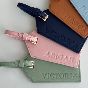 Blind Debossed Personalized Luggage Tag Saffiano PU Leather Travel Gift
