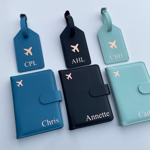 Personalized RFID Passport Holder Medical or Health or Vaccine Card Holder & Credit Card/ID Holder Passport Cover with Matching Luggage Tags