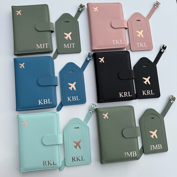 Personalized RFID Passport Holder Medical or Health or Vaccine Card Holder & Credit Card/ID Holder Passport Cover with Matching Luggage Tags