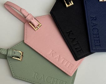 Blind-Embossed Personalized Luggage Tag Saffiano PU Leather Travel Gift
