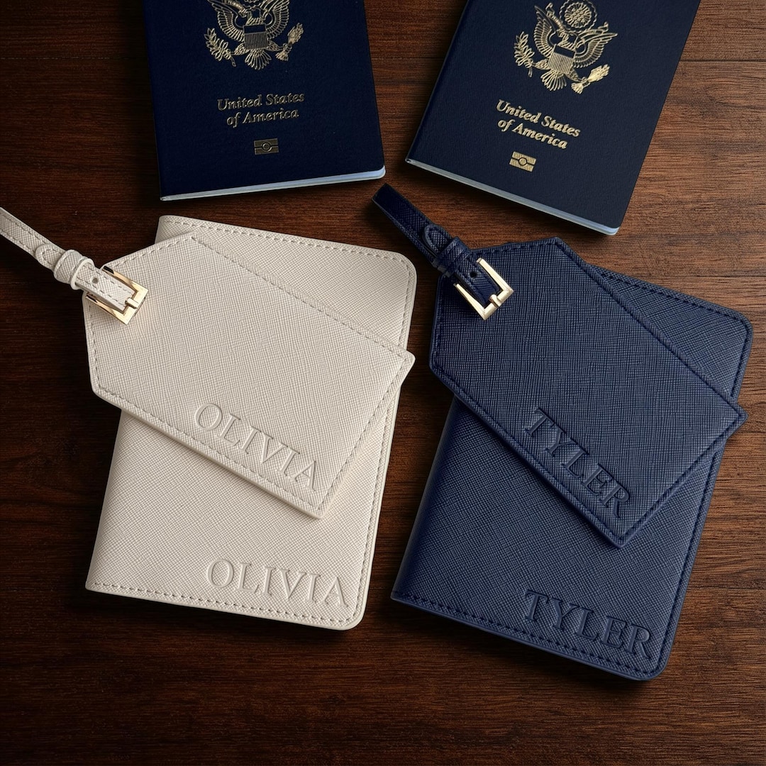 Blind Debossed Personalized Passport Cover and Luggage Tags Custom Travel Gifts