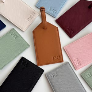 Blind Debossed Personalized Luggage Tag Saffiano PU Leather | Custom Travel Gift