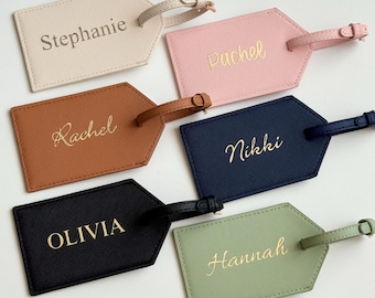 Personalized Luggage Tag: Saffiano PU Leather  Travel Gift, Wedding Favor