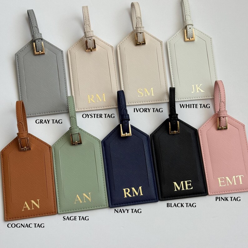 Personalized PU Leather Luggage Tag: Travel Gift with Gold Buckle