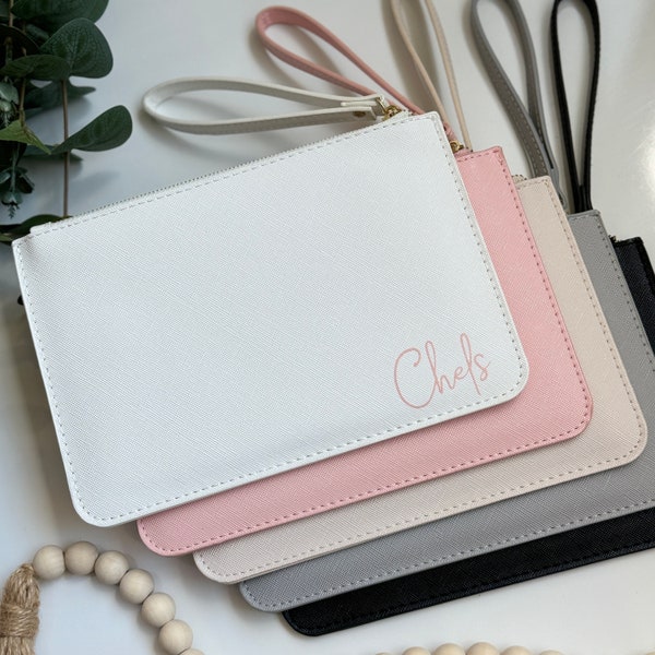 Personalized Two Sizes Clutch Bag with a matching keychain Gift Ideas Bridesmaid Gift Maid of Honor Gift Personalized Gift for Her