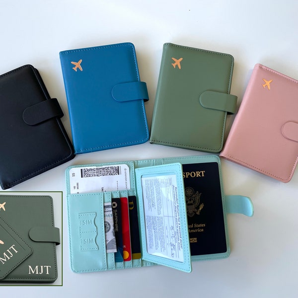 Personalized RFID Passport Holder Medical or Health or Vaccine Card Holder & Credit Card/ID Holder Passport Cover with Matching Luggage Tags