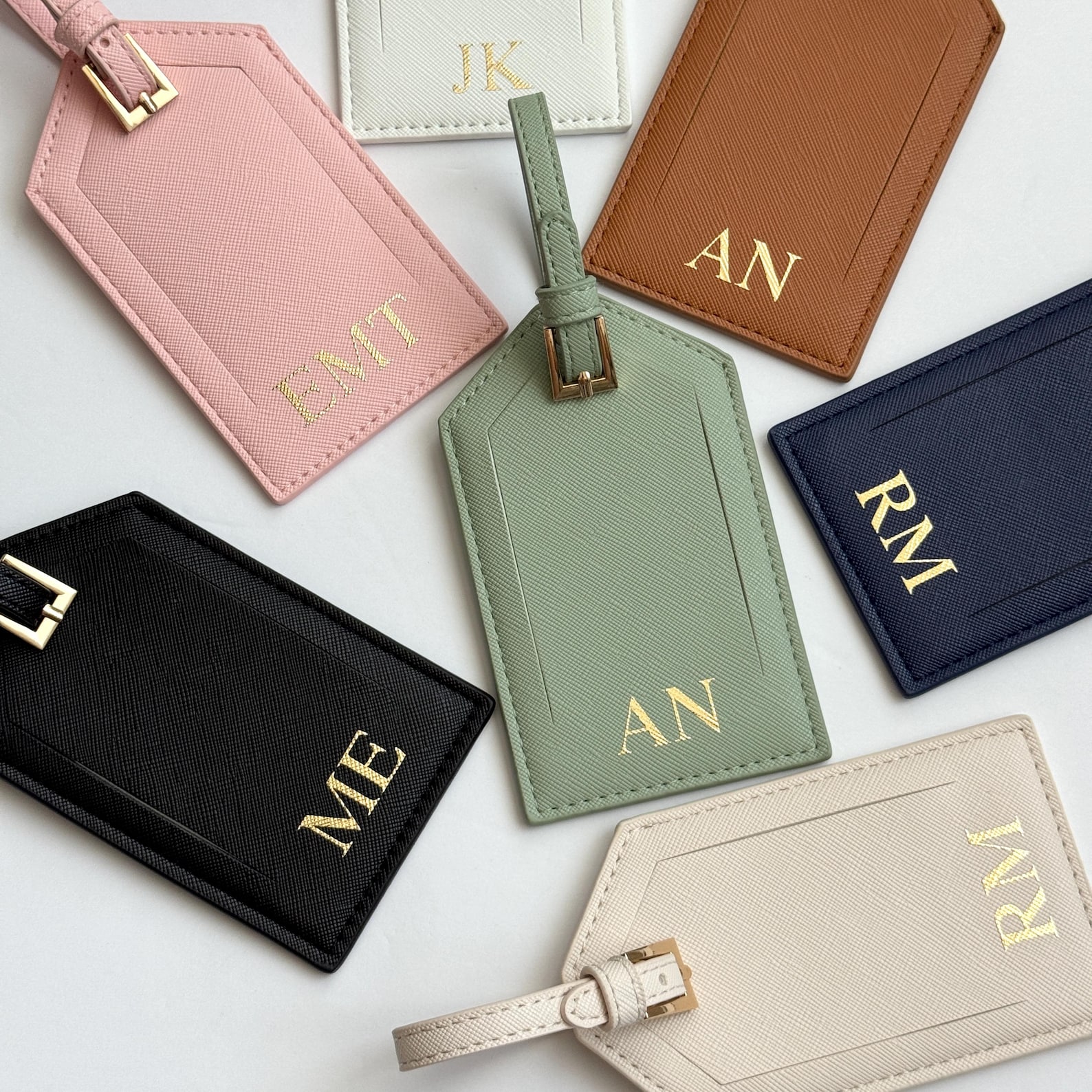 Personalized Luggage Tag Saffiano PU Leather Travel Gift Wedding Favor