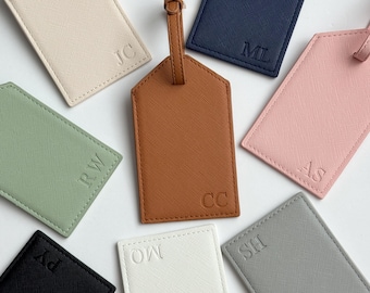 Blind Debossed Personalized Luggage Tag Saffiano PU Leather | Custom Travel Gift