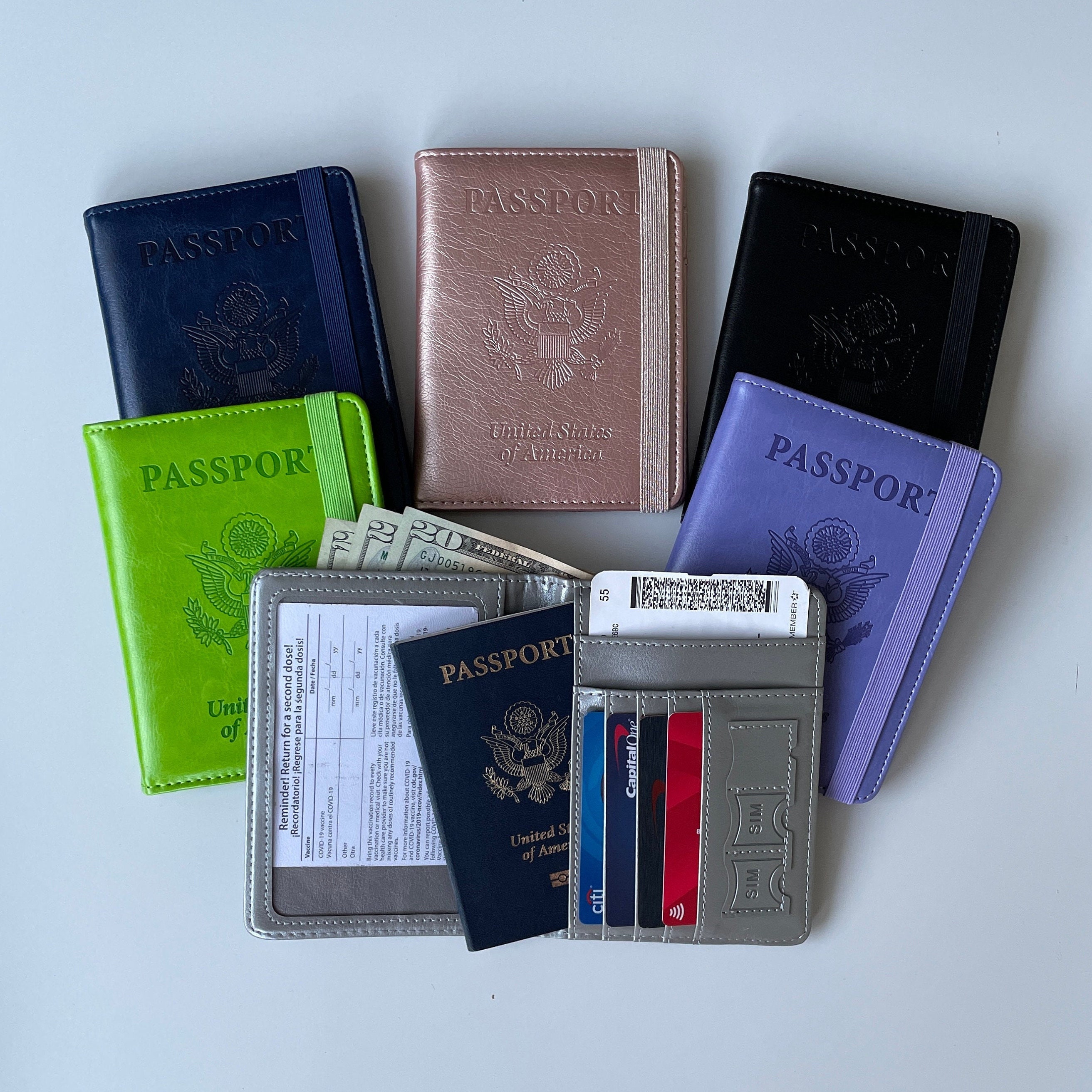 Leather Monogram Vaccination Passport Holder/cover Genuine 
