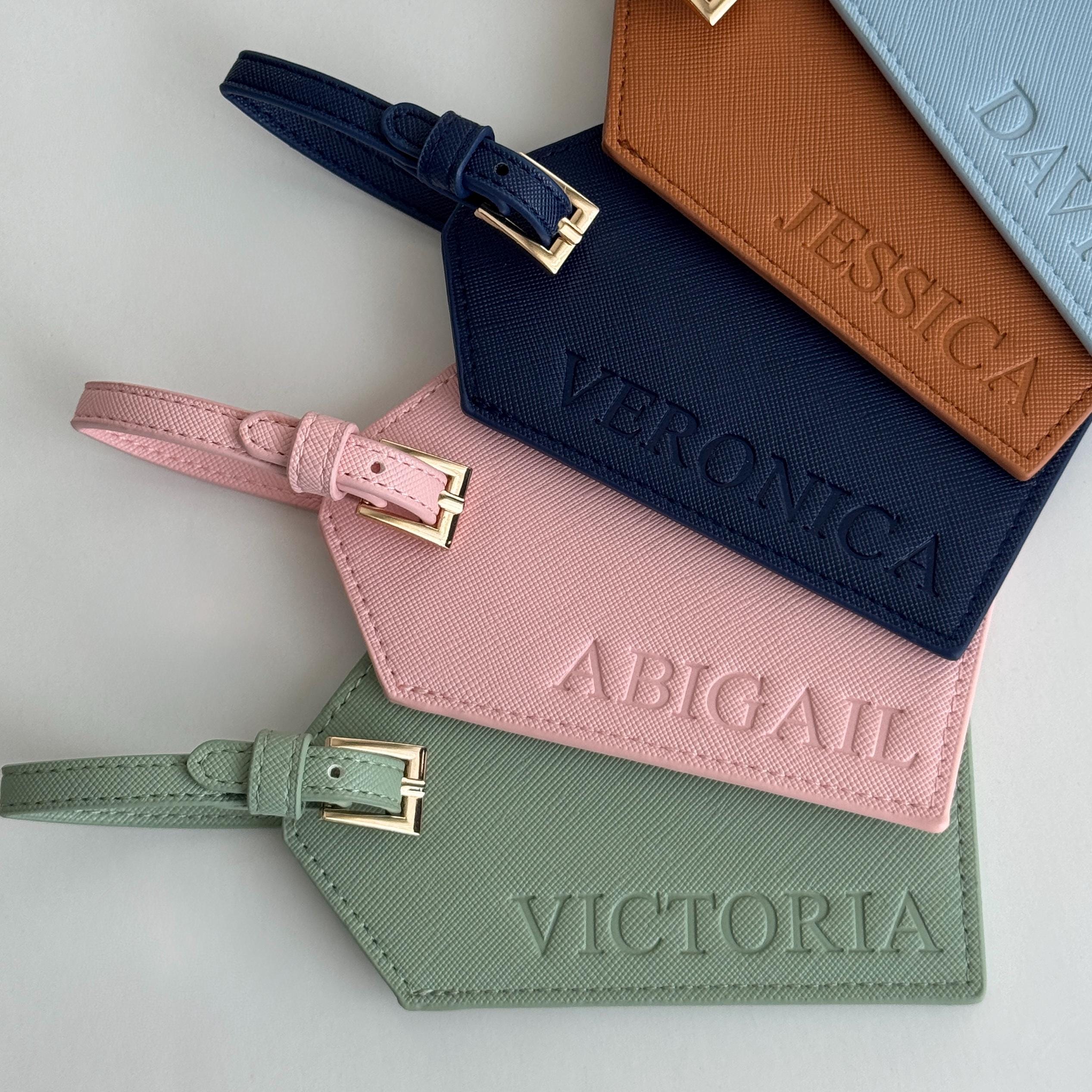Blind Debossed Personalized Luggage Tag Saffiano PU Leather Travel Gift