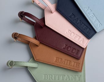 Blind-Embossed Personalized Luggage Tag Saffiano PU Leather Travel Gift