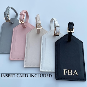 Personalized PU Leather Luggage Tag: Gold Buckle, Travel Gift