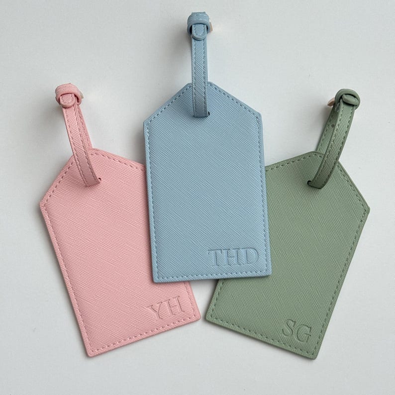 Blind Debossed Personalized Luggage Tag Saffiano PU Leather | Custom Travel Gift image 5