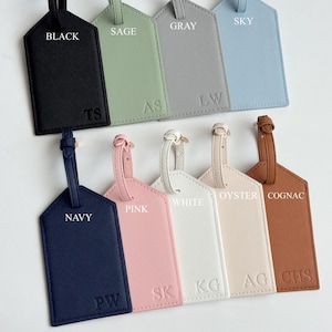 Blind Debossed Personalized Luggage Tag Saffiano PU Leather | Custom Travel Gift image 3